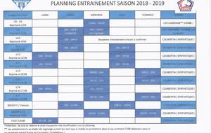 Planning Entrainements 2018-2019