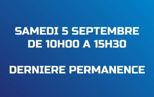 Dernière permanence samedi 5 septembre