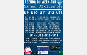 AGENDA SAMEDI 03 DÉCEMBRE 