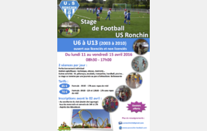 Stage de pâques 2016 - Du 11 au 15 avril 2016 au stade Léo Lagrange