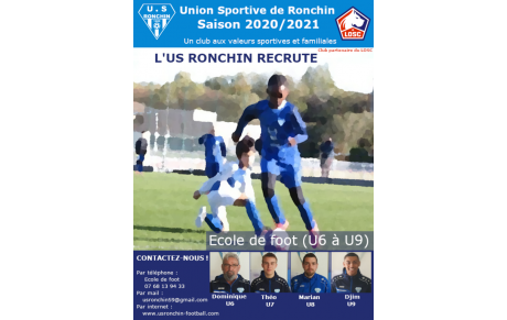 Recrutement U6, U7, U8 et U9 (nés entre 2012 et 2015)