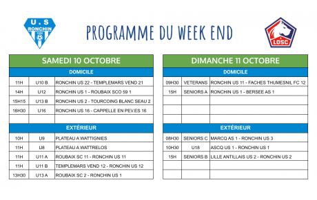 Programme du week-end - 10 et 11 octobre