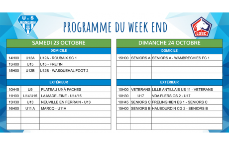 Programme du week-end - 23 et 24 octobre