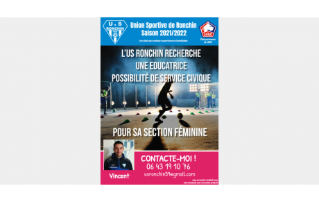 L'US Ronchin recherche une éducatrice