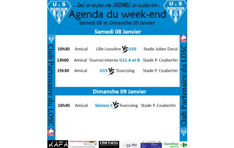 Agenda du 08 et 09 janvier 