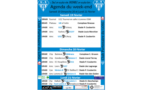 Agenda du 19 20 et 21 février 