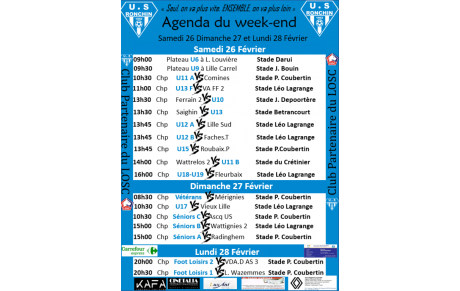 Agenda 26 27 28 février