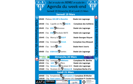 Agenda du 19 20 et 21 mars