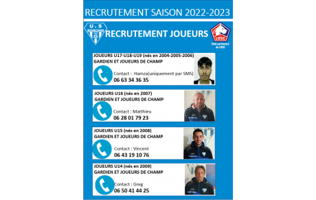RECRUTEMENT JOUEURS FOOT A 11