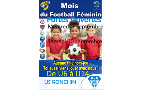 PORTES OUVERTES FOOT FEMININ MERCREDI 7 ET SAMEDI 10 SEPTEMBRE