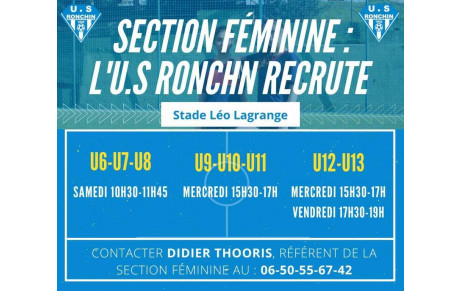 🔵Recrutement de la section féminine des U6 au U13⚪