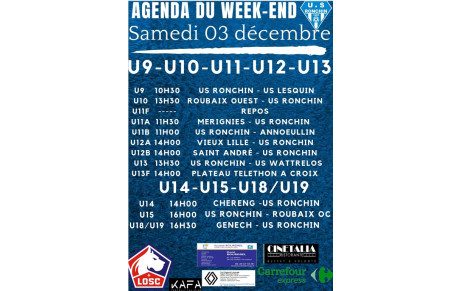 AGENDA SAMEDI 03 DÉCEMBRE 
