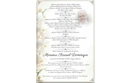 Décès Monsieur Dominique Roussel